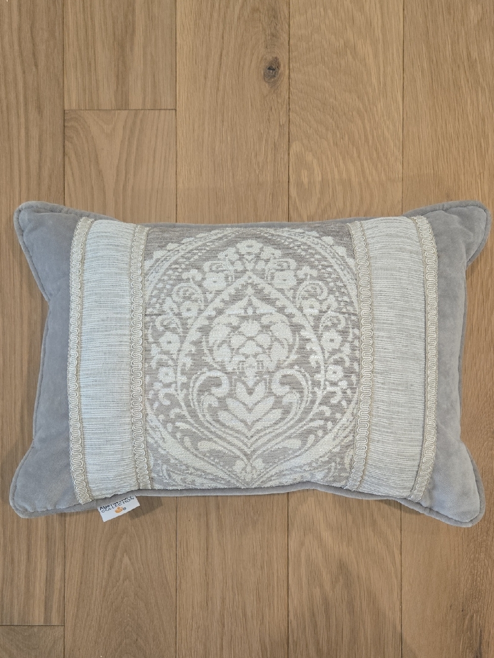 AUSTIN HORN • Decorative Gray and Cream Medallion Accent Pillow